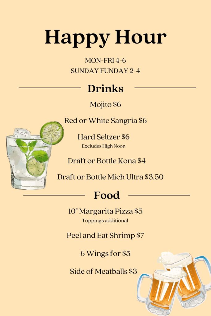 Happy Hour Menu - Basta Pasta